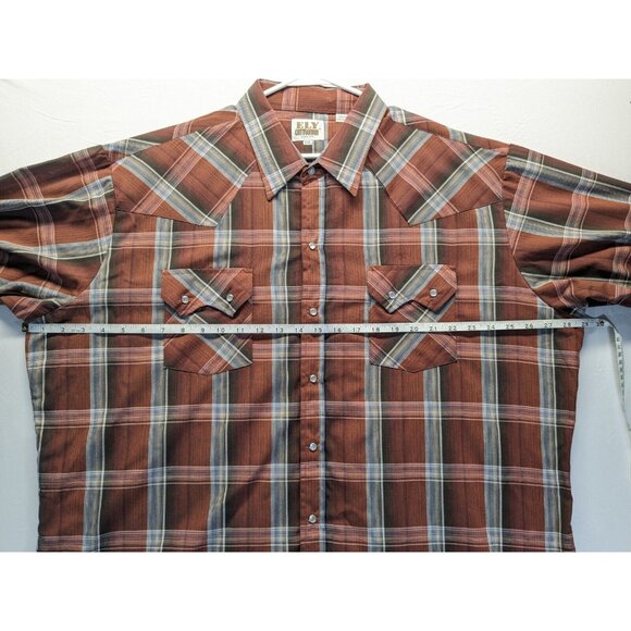 Ely Cattleman Western Shirt Mens XXL Red Plaid Pearl Snap Pockets Cowboy - Picture 2 of 7